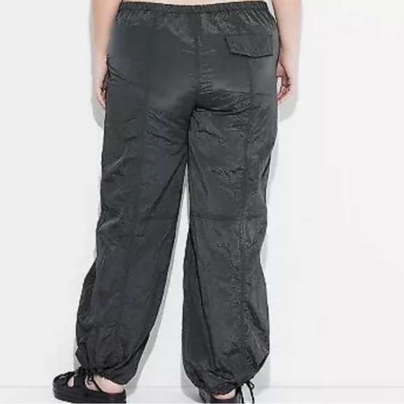 Wild Fable Parachute Pants Womens XXL Mid-Rise Wide Leg Green Windbreaker - Picture 2 of 11